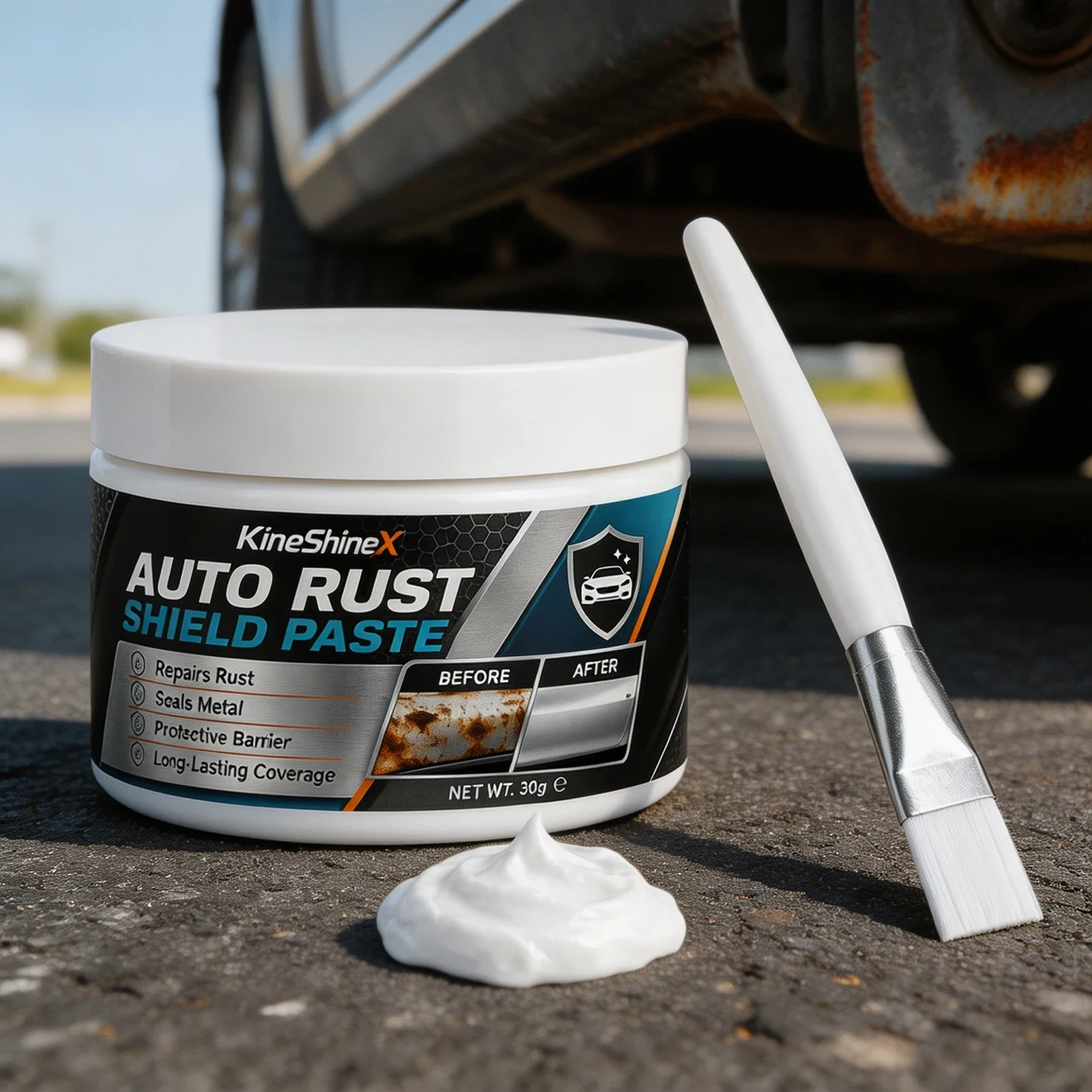 Car Metal Rust Repair Paste Restores Shine Removes Stains Corrosion Protection Chassis Wheel Arch DIY Brush