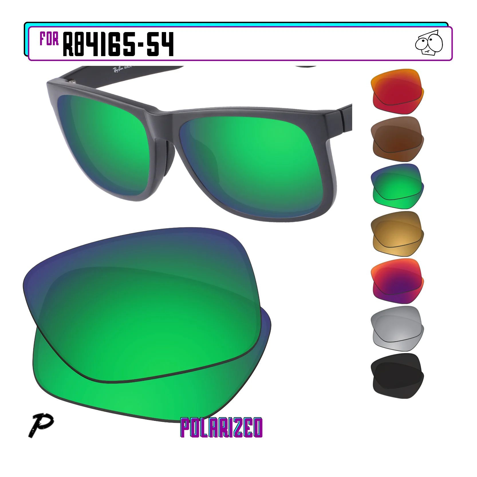 SunglassDoctor Polarized Replacement Lenses for Ray-Ban RB4165-54 Justin Sunglasses - Multiple Options