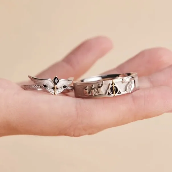 Deathly Hallows Couple Ring Movies Animation Personality Trend Introduction Opening Ring - view 2