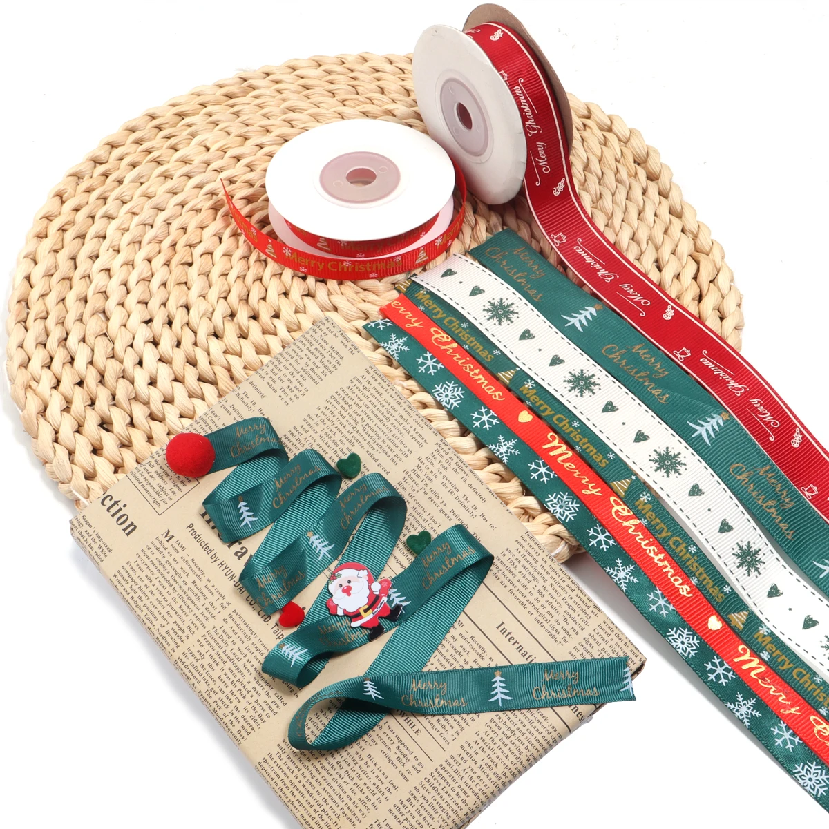 10 yards 10/20mm Weihnachten Band Gedruckt Weihnachten Polyester Band Für Handgemachte Design Weihnachten Dekoration DIY Geschenk verpackung