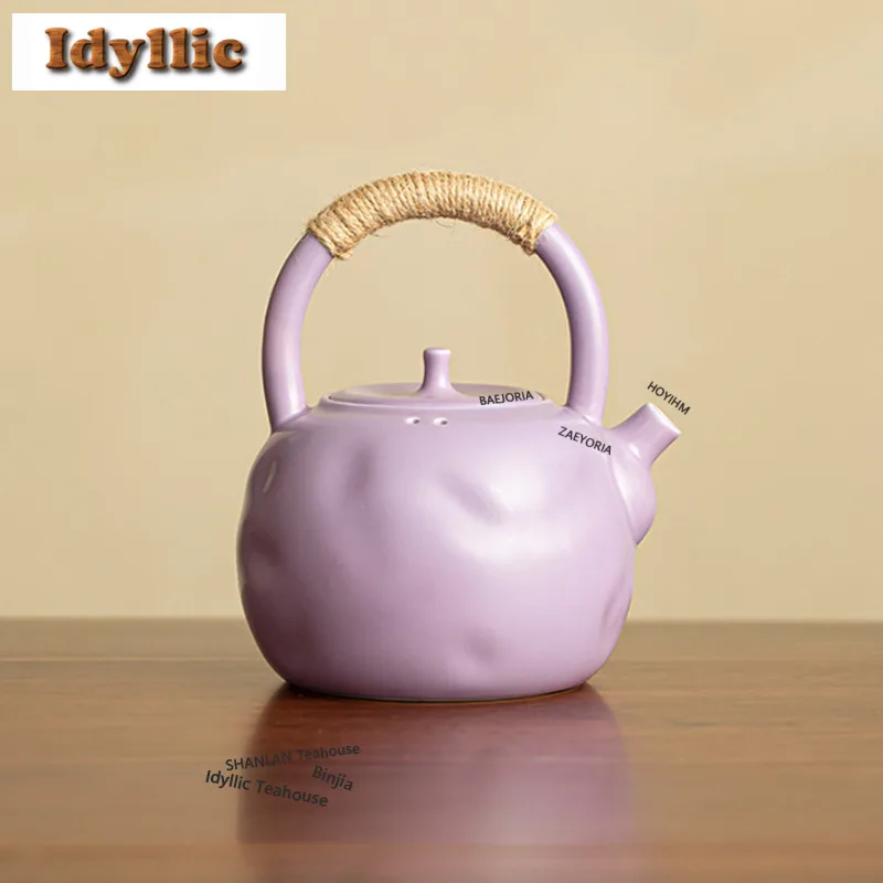 

Чайник для кипячения воды с ручкой-кольцом, 900 мл, цвет туманно-фиолетовый, большой объем, для заваривания чая, чайник для баббл-чая, принадлежности для цветочного чая