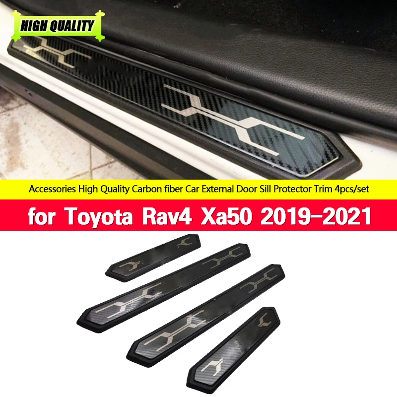 

For Toyota Rav4 Xa50 2019 2020 2021 Auto Door Sill Plate Trim Stainless Steel Threshold Kick Pedal Scuff Sticker Car Styling