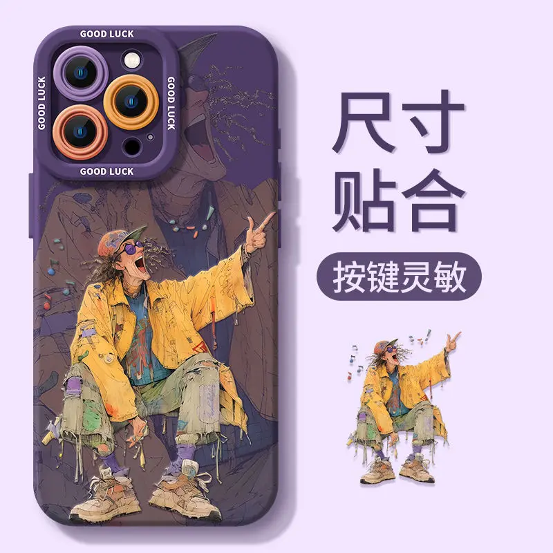 For iPhone15pro phone case New iPhone15 Fall resistant iPhone14 All-inclusive iPhone13 Lonely Clown iPhone12