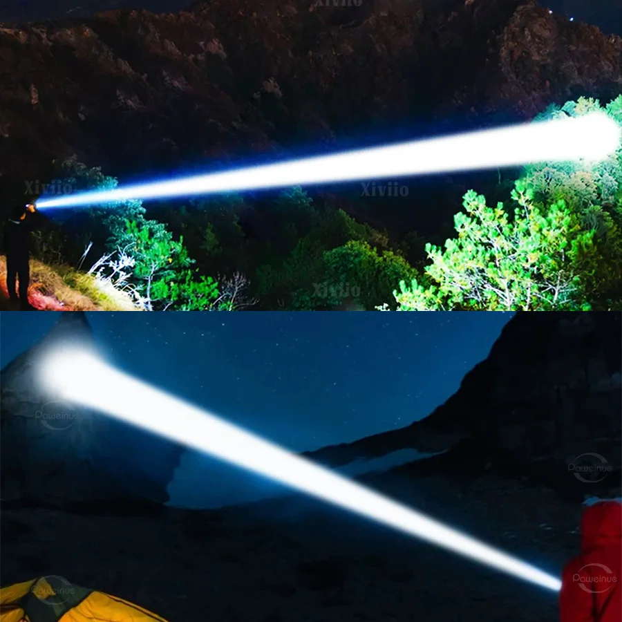 2025 Ultra Bright LED Flashlight USB Rechargeable Zoom Flashlights Long Range 4500M Tactical Torch Camping Fishing Hunting Lamp