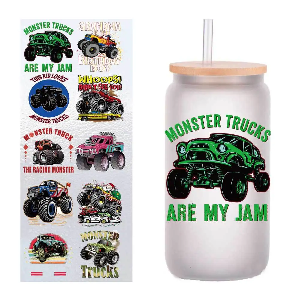 

10 four-inch cartoon cross-country buggy UV transfer stickers Crystal label glass stickers customized