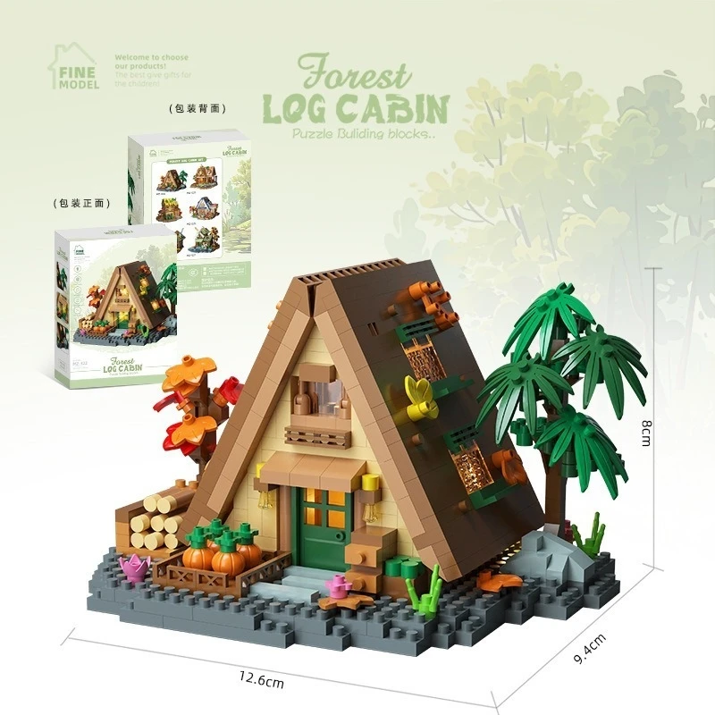 Micro Building Block Foresta Treehouse Mulino a vento Cabina Modello Kit Assemblaggio Giocattolo Decorazione da scrivania Regalo per bambini Adolescenti Compleanno Natale