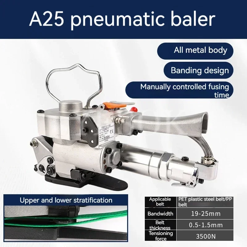 Outil de baguage en plastique l'horloge sans joint, machine à cercler pneumatique, haute tension, ceinture allongée pour 19-25mm