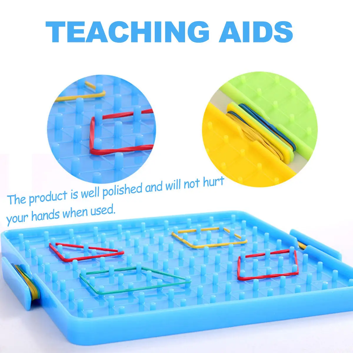 

4Pcs Nail Board Teaching Aids Plastic Geoboard for Kids Math Learning Counting Sorting Color Recognition Educational Tool