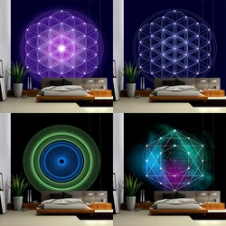 Wall hanging tapestry cube flower of life  covering beach blanket datura  picnic yoga mat home decoration