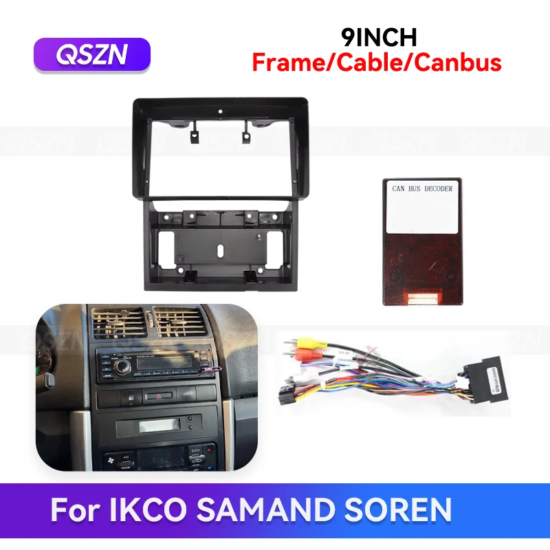 

QSZN 9-дюймовый автомобильный радиоприемник, стерео рамка для IKCO SAMAND SOREN Android GPS MP4, мультимедийный жгут проводов Canbus Box Kit
