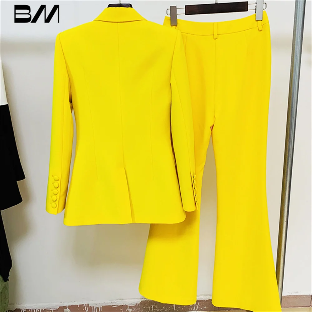 Classic Business Attire Fashionable One-Button Mid-Length Suit With Bell-Bottom Pants Suit 2pcs Women Office Wedding Suit