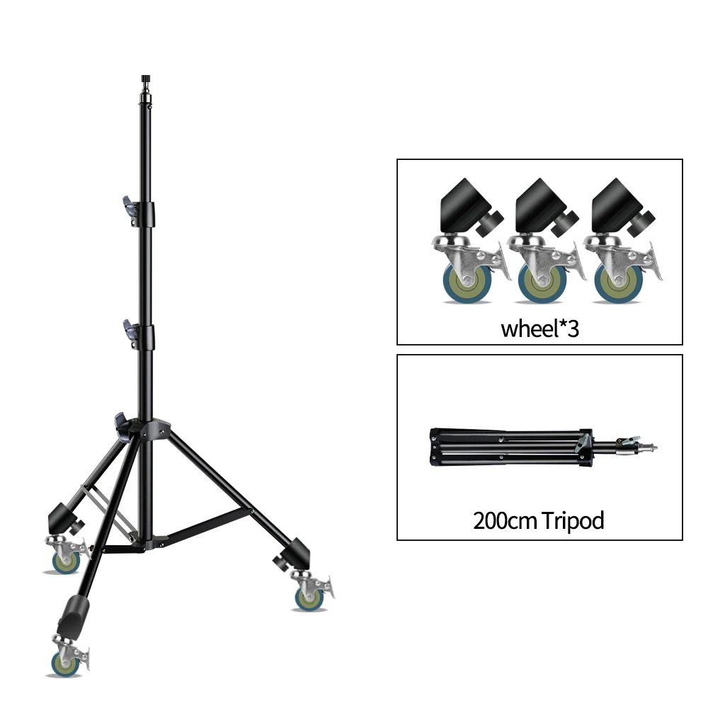 190cm Adjustable Tripod With 1/4 Screw&Wheels Phone Light Stand  For Photo Studio Flashes Photographic Softbox