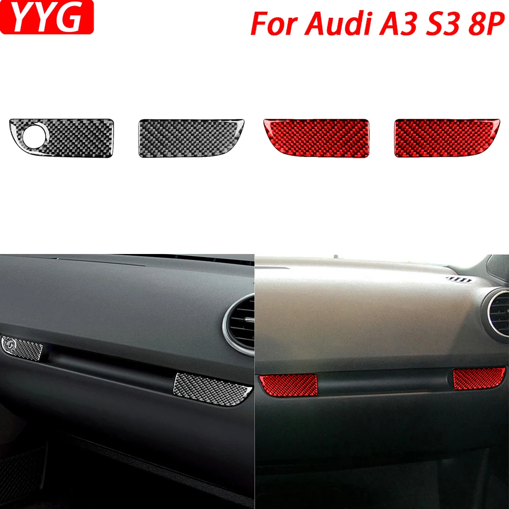 For Audi A3 S3 8P 2006 2007 Carbon Fiber Co-Pilot Glove Box Panel Decorative Cover Interior Modification Car Accessories Sticker