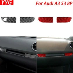 For Audi A3 S3 8P 2006 2007 Carbon Fiber Co-Pilot Glove Box Panel Decorative Cover Interior Modification Car Accessories Sticker