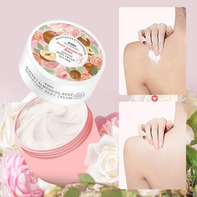 

Rose Sweet Almond Oil Body Moisturizer 200g Emollient Deep Nourishing Brightening Skin Tone soothing the skin Skincare