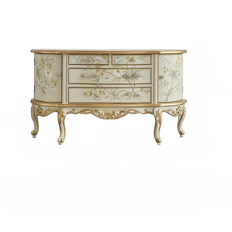 

Luxury Painted Solid Wood Entrance Cabinet European Modern Living Room Hallway Table New Design Furniture for Home Decor