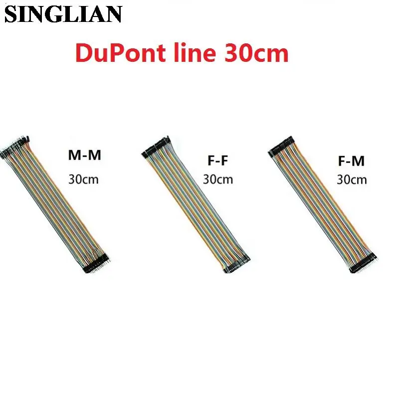 30CM Dupont Line Female Male Head F-M/F-F/M-M 1P-1P 2.54mm Spacing 40P DuPont Cable Jumper Wire Connector Breadboard DIY Kit