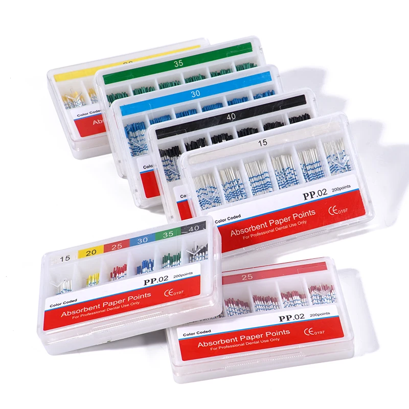 200pcs/box PP 04 15#-40# Absorbent Paper With Scale Dental Endodontics Gutta Percha Points Paper Tips Dentist Materials Tools