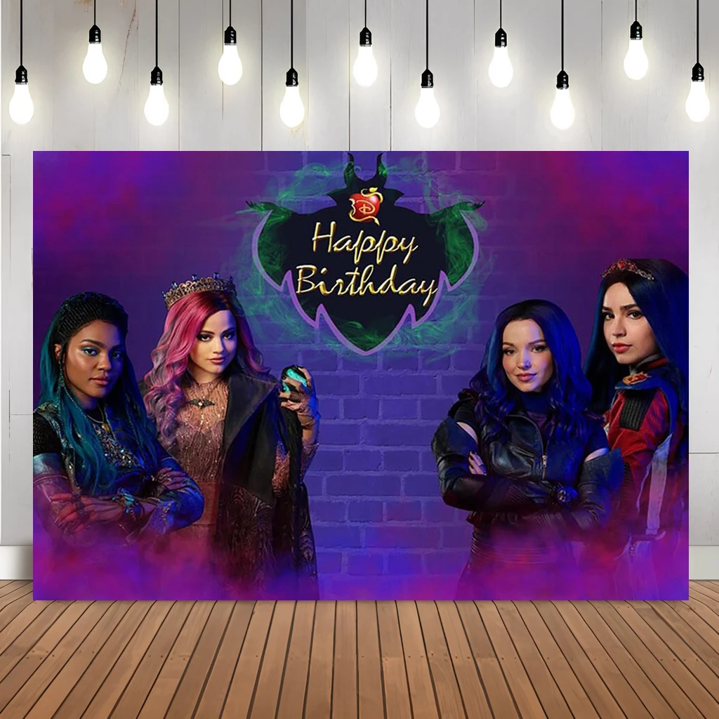 Disney Descendants The Rise Red Backdrop for Boy Girl Birthday Party  Queen of Hearts Rebellious Princess Decoration Background