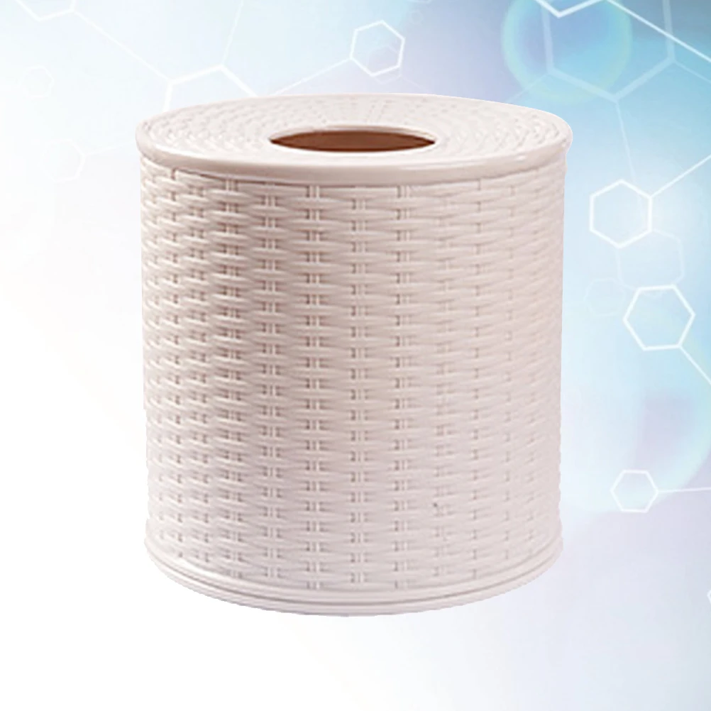 

Rattan Paper Towel Barrel Round Tissue Storage Holder Cover Container Roll Rack Creative Home Decoration Plastic