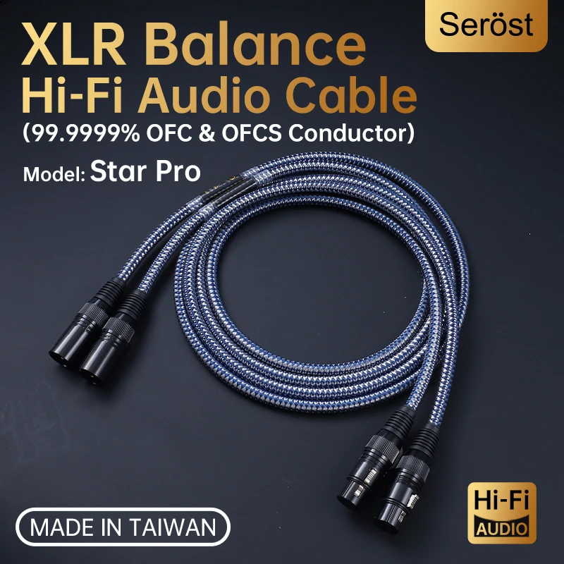Serost HiFi Audio Balance Cable 99.9999% Silver-plated OFC Cable XLR Audio Cable for CD DAC DSP Amplifier Active Speaker