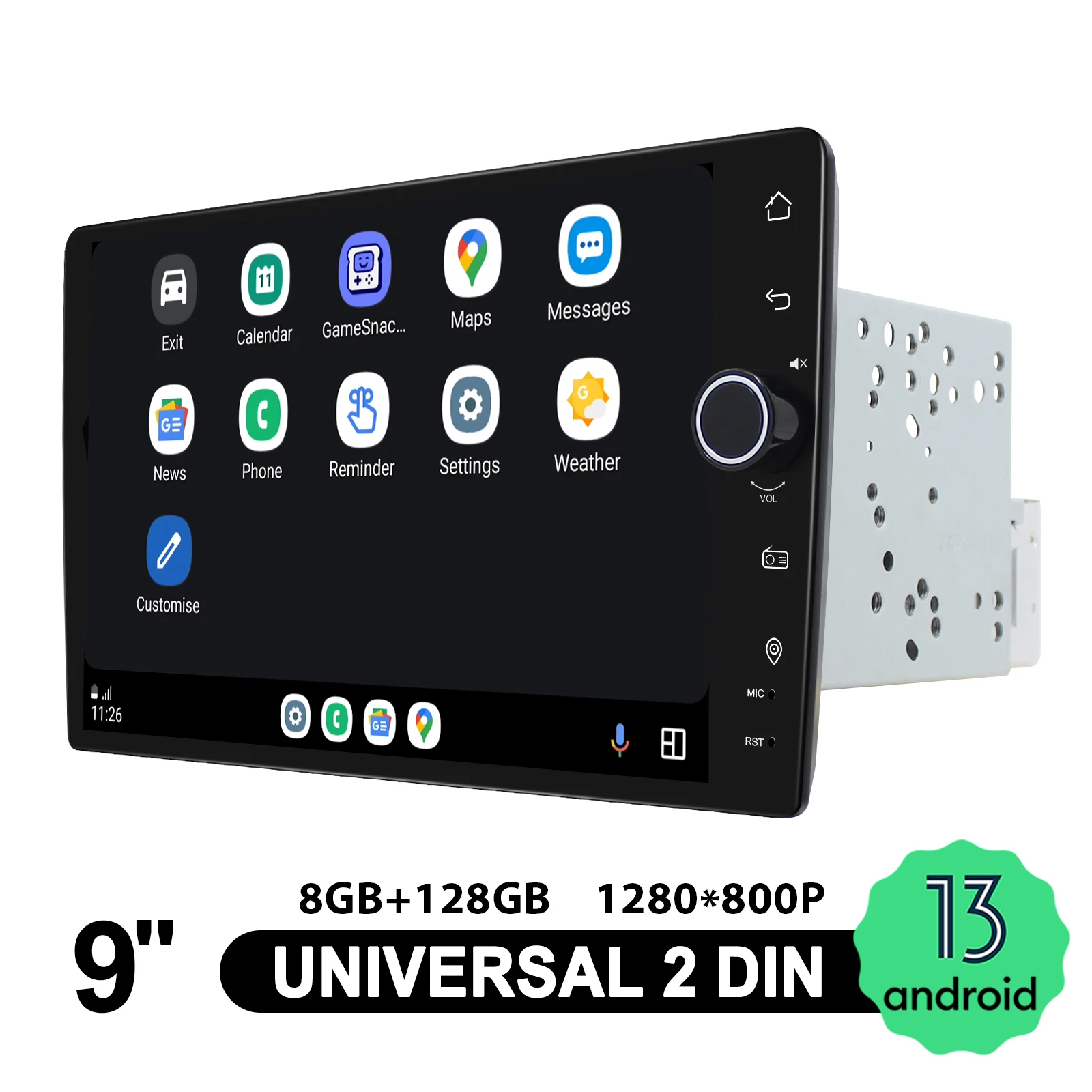 JOYING Smart 9''Car Stereo Radio with Volume Knob Double 2 Din Head Unit Multimedia Player CarPlay/Android Auto for RHD Vehicles