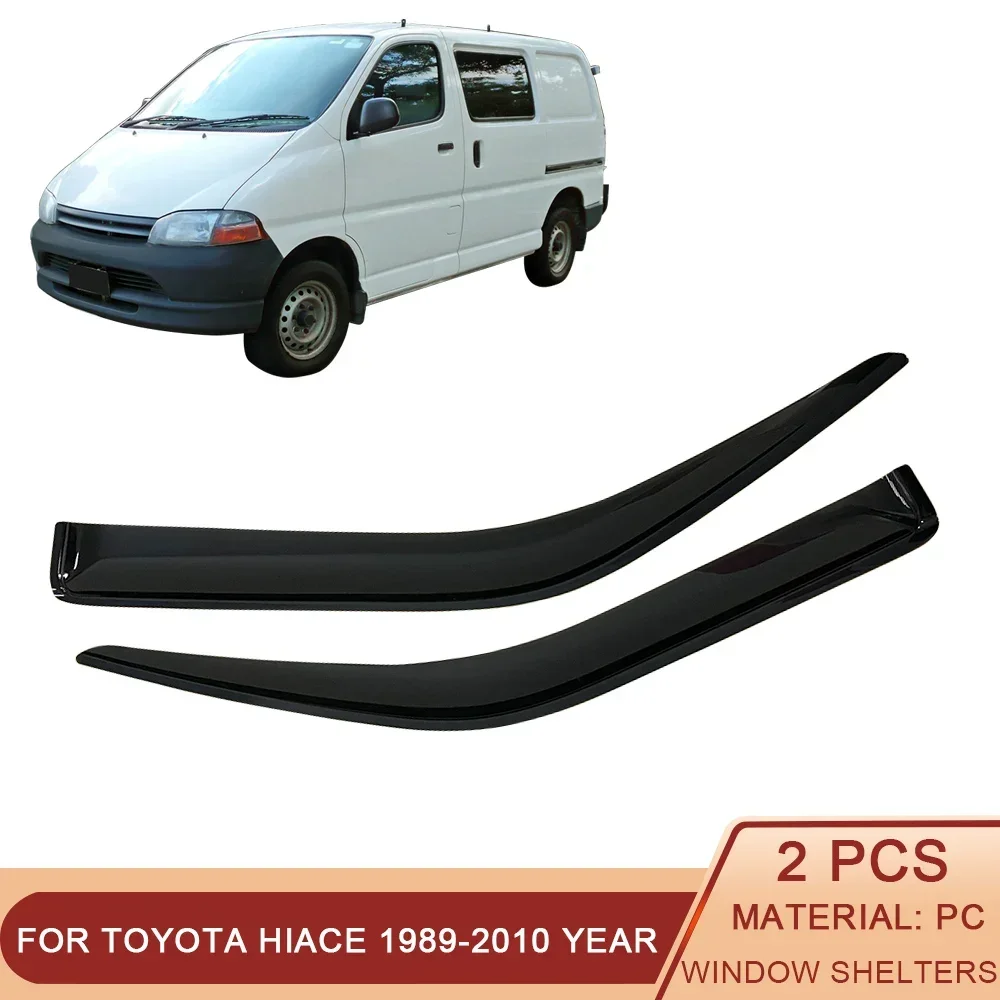 For Toyota Hiace H100 H200 1989-2019 Auto Side Window Wind Deflectors Visors Black Rain Guard Door Visor Vent Shades Dark Smoke