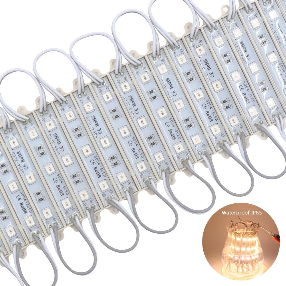 20 szt. 12V moduły LED SMD 5054 diody na wstążce wodoodporna lampa taśmy Led Pixel ciepłe białe niebieskie czerwone zielone oświetlenie podświetlana