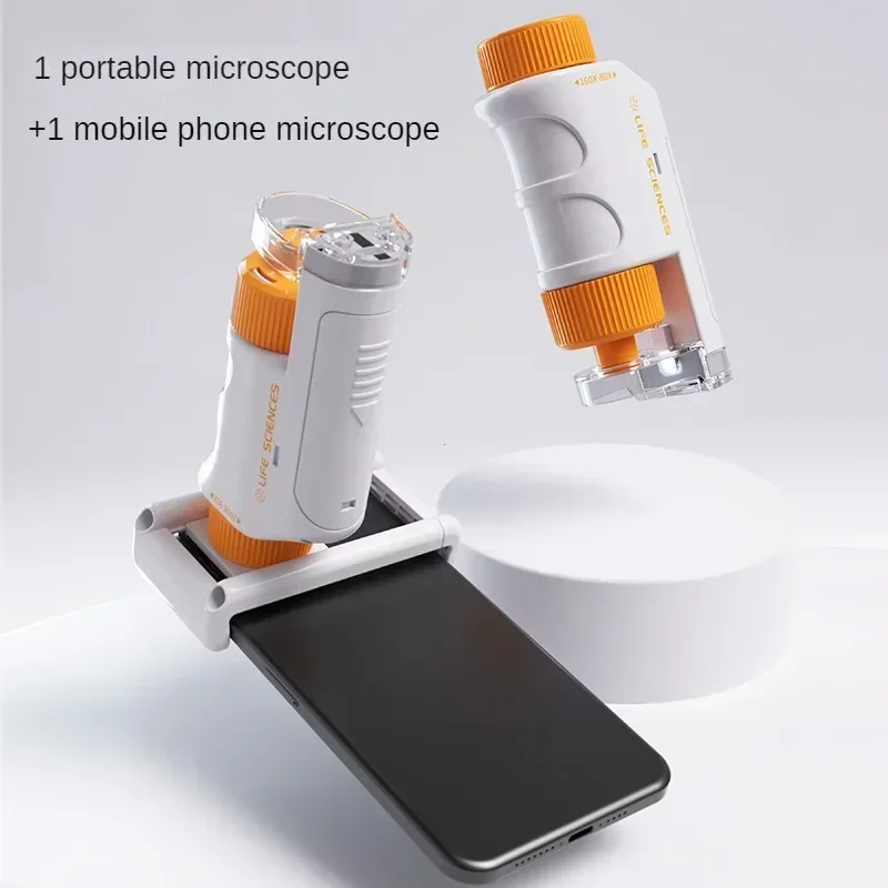 Pocket Microscope Kids Science Toy Kit 80-160x Educational Mini Handheld Microscope with LED Light Outdoor Children Stem Toy