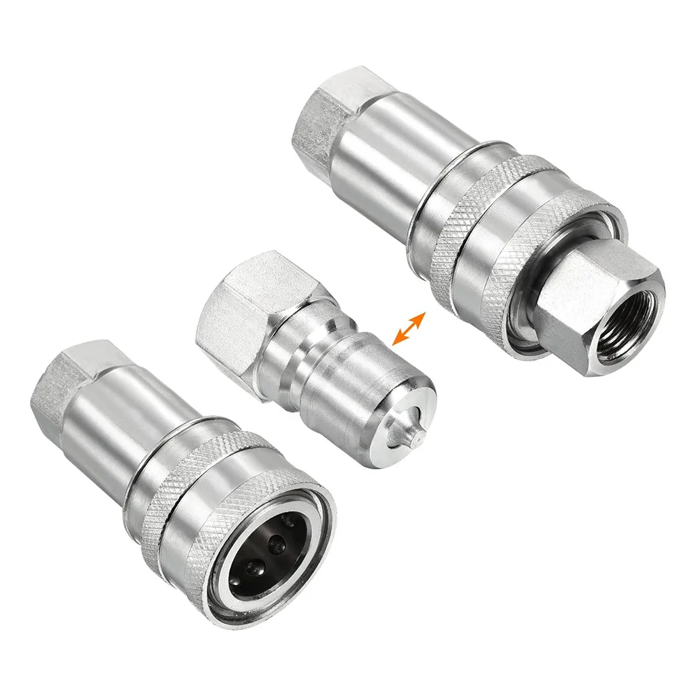 4 Set M16x1.5mm Hydraulic Quick Connect Coupler Female Thread Carbon Steel Pipe Fitting For Construction For Forest Petroleum