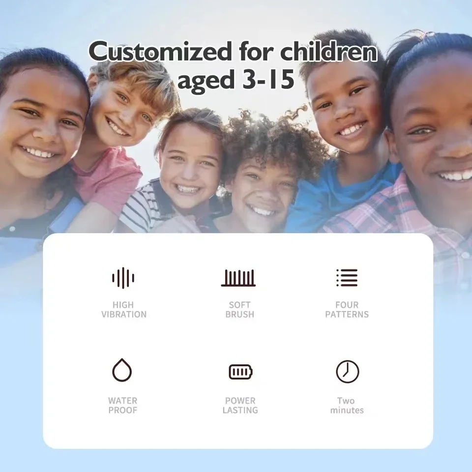 Детская звуковая электрическая зубная щетка с героями мультфильмов, перезаряжаемая от USB, ультразвуковая чистая сменная насадка, в комплекте, детский уход за зубами