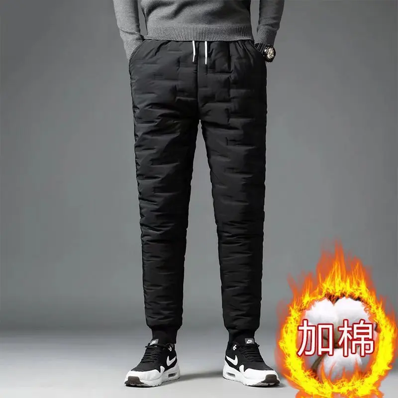 New Cotton Pants Men's Thick Casual Loose Fleece-lined Thickened Warm Leg Pants  Men Clothing  Warm Fashion Winter Trousers