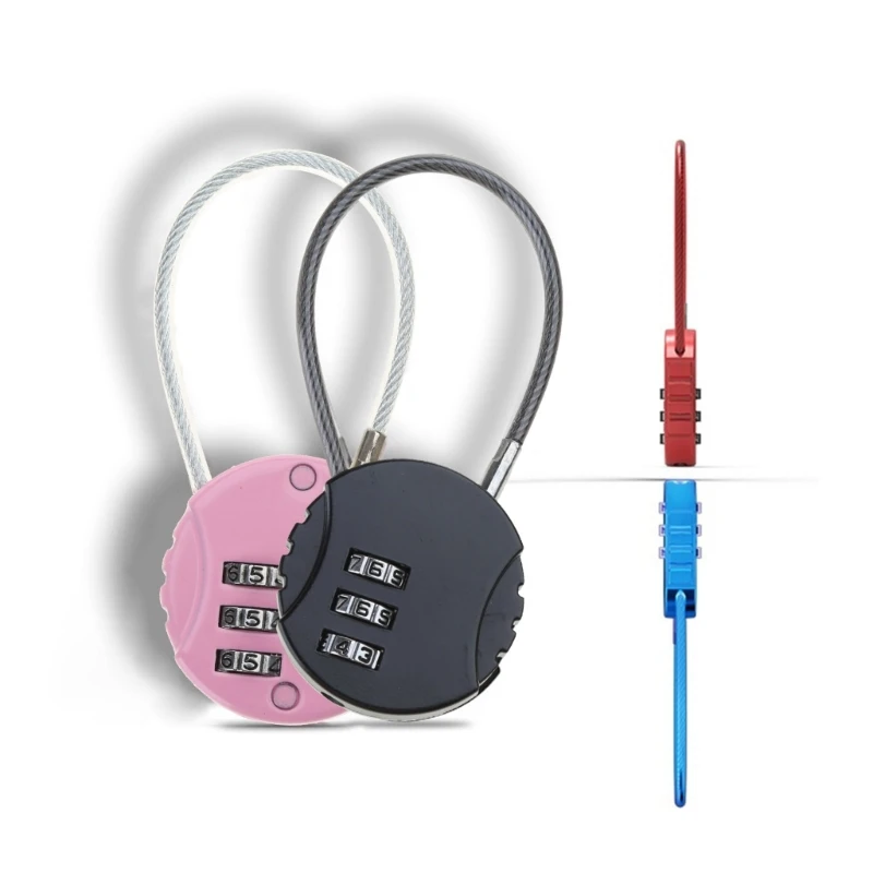 Small Travel Luggage Lock 3 Digit Combination Padlock Small Wire Rope Password Lock for Backpacks Gym School Lockers