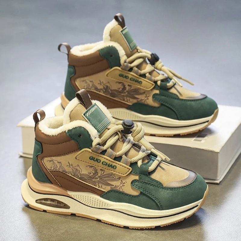 

Детские зимние непромокаемые зимние ботинки, теплые высокие ботинки на толстой подкладке для мальчиков и девочек, Нескользящая уличная школьная обувь, повседневные кроссовки