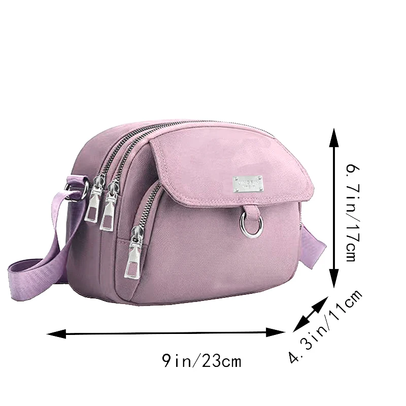 Vielseitige Nylon-Umhängetasche für den Alltag, trendige Umhängetasche mit verstellbarem Riemen und mehreren Taschen für Freizeitaktivitäten für Damen – Detail 2