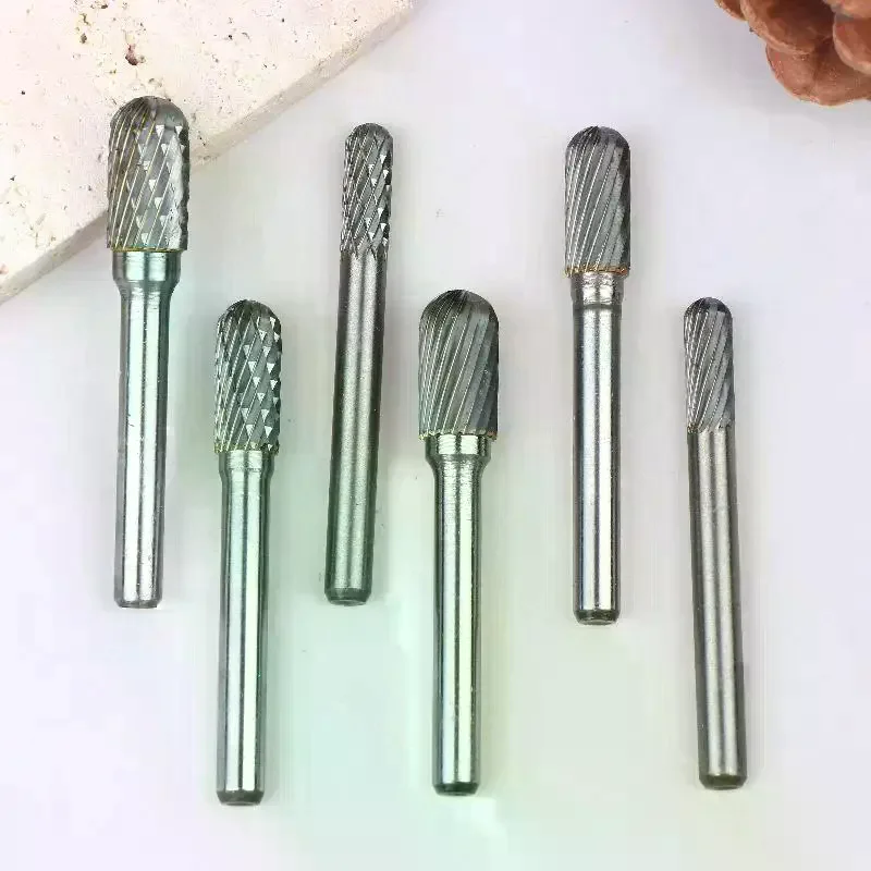 

Tungsten Carbide Rotary File Burr Style C Ball Nose Cylinder 6mm 1/4 Shank Mould Carving Tools Single Cut Milling Cutter