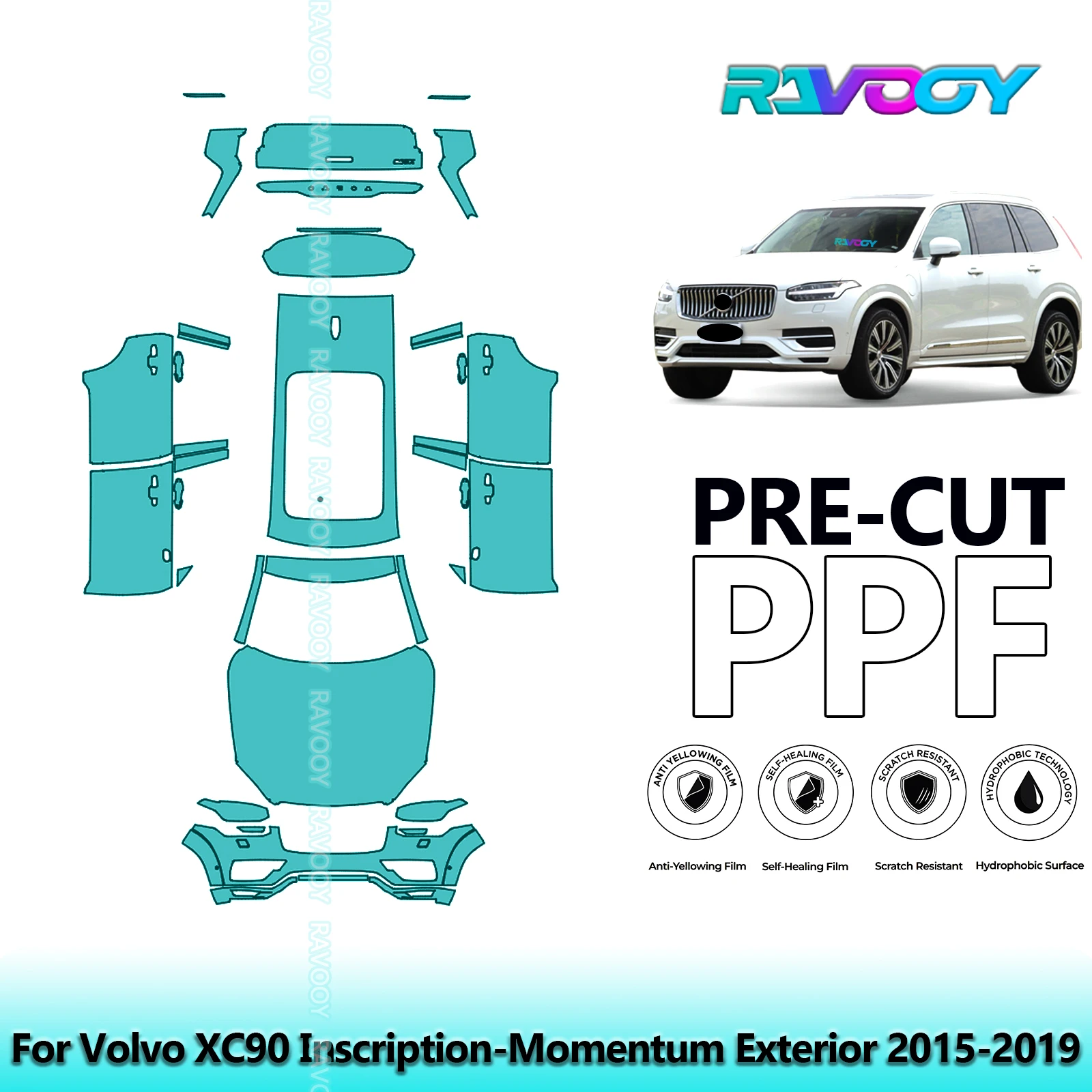 

Car Precut Paint Protection Film Full Vehicle Anti-scratch Exterior TPU PPF For Volvo XC90 Inscription-Momentum 2015-2019