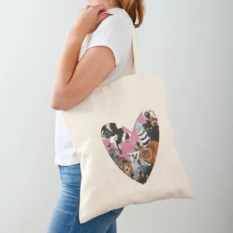 

L is for Lemur Tote Bag tote bags men bag for beach Canvas bag Customizable tote