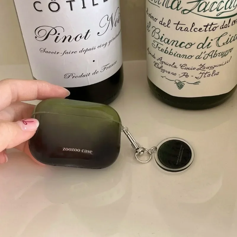 حافظة سماعة الرأس باللون الأخضر الداكن لأجهزة Apple لأجهزة Airpods 4 واقي قلادة لطيف Fundas لأجهزة airpod 1 2 pro2nd 3 pro سلكي بسيط