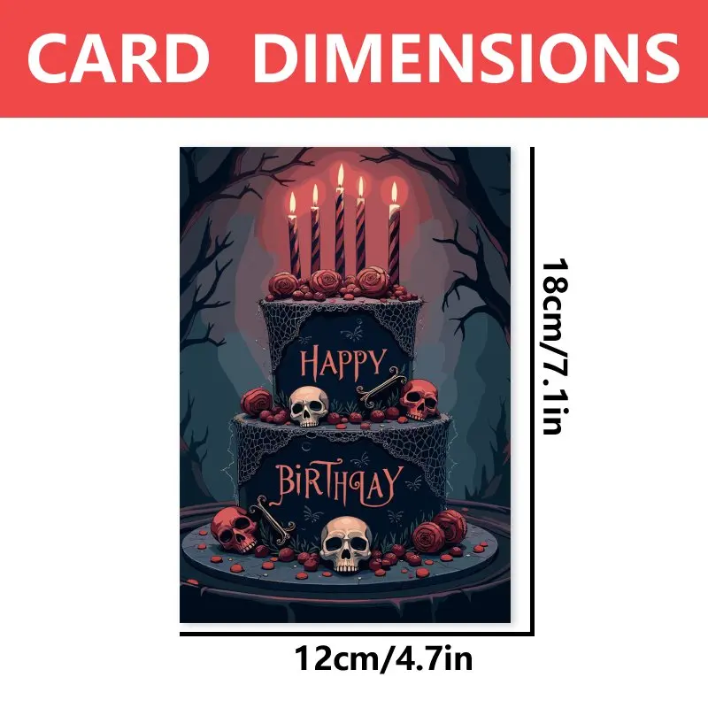 بطاقة عيد ميلاد قوطية، بطاقة عيد ميلاد جمجمة رعب، بطاقة عيد ميلاد الهالوين، بطاقة هدايا عيد الميلاد، بطاقة عيد ميلاد للعائلة أو الأصدقاء