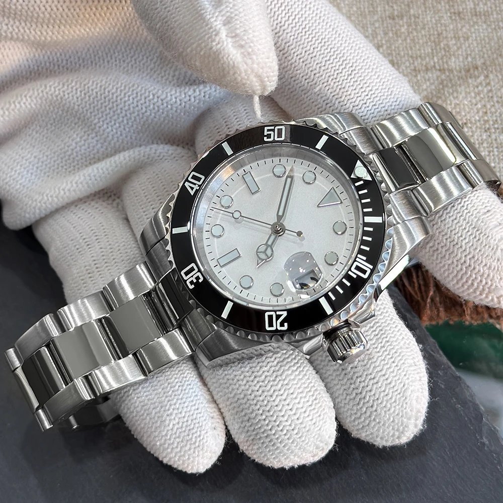 남성용 NH35 시계 럭셔리 사파이어 크리스탈 방수 기계식 손목 시계 스테인레스 스틸 남성용 자동 시계 블랙 다이얼 서브