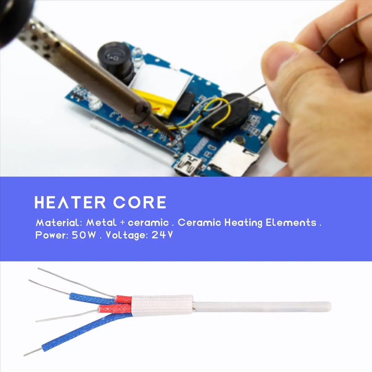 Essential 2Pcs A1321 Ceramic Heating Elements 24V 50W Heater Core for 936 937 8586 Soldering Iron Soldering Station