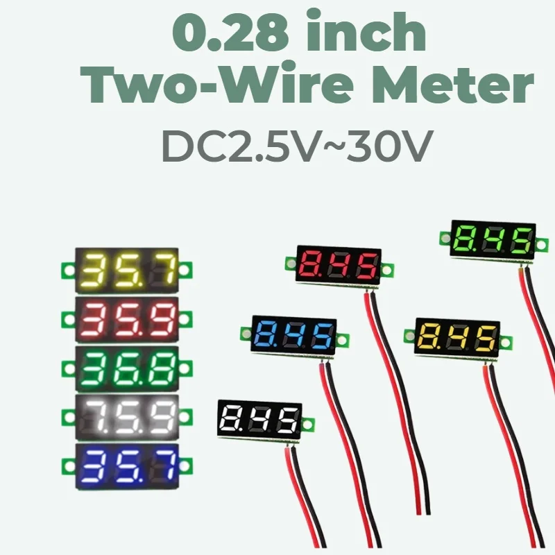 Image of 0,28 Zoll DC LED Digital-Voltmeter 2,5-30V Spannungsmesser Auto Kfz Mobile Stromversorgung Spannungsprüfer Detektor Rot Grün Blau Gelb