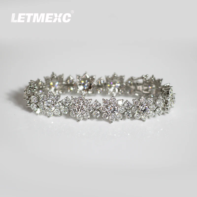 

LETMEXC Браслет из 10-каратного золота с муассанитом подсолнуха и бриллиантами D Цвет VVS1 Лабораторный браслет с бриллиантами