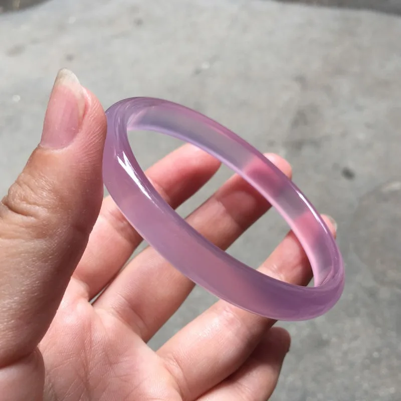 

Thin strip bracelet Round strip women's violet ice type pink purple agate fine pith ice bracelet