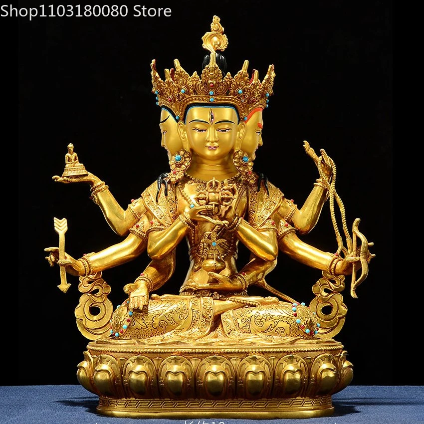 32cm Copper gilt ushnisha vijaya buddha statue Tibet buddhism Tantra Ushnisha Vijaya Namgyalma sculpture decor Large size