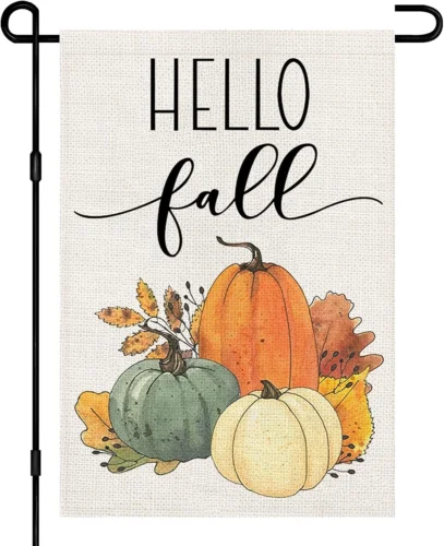 Hello Fall Pumpkin Garden Flag 12X18 Inch Double Sided, Autumn Sign Seasonal Yar KKL AAL HHM WZZ yyi