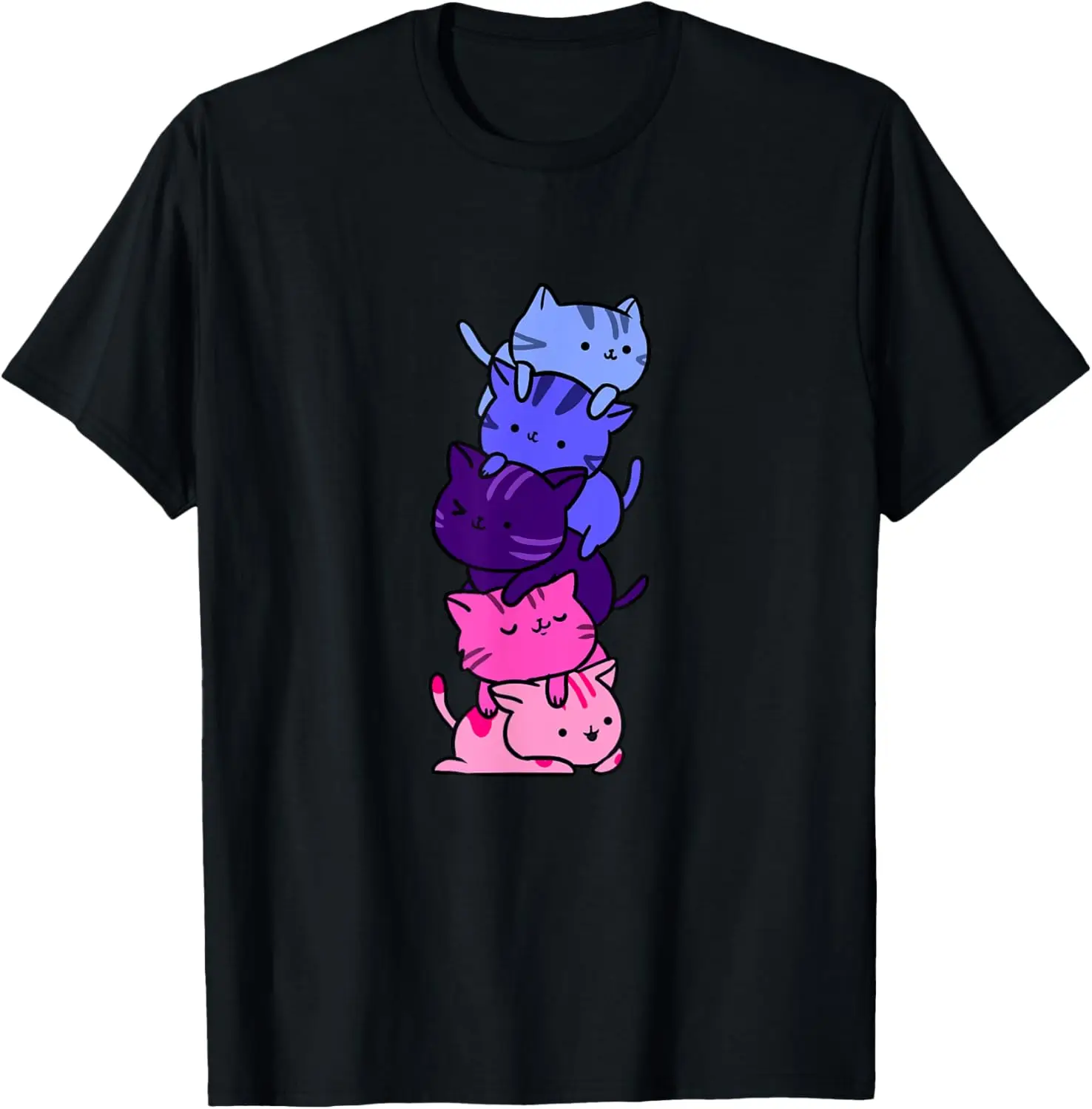 Kawaii Cat Pile Omnisexual Pride T-Shirt