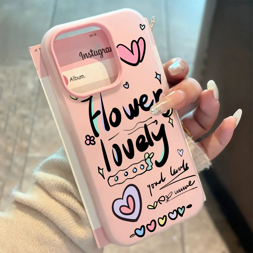 Für iPhone 17 15 16 14 Pro Max Hülle Plus Koreanischer Graffiti-Stil Cover Für iPhone 13 11 12 ProMax XS XR 8 Plus Bonbonfarbene Hüllen – Detail 1