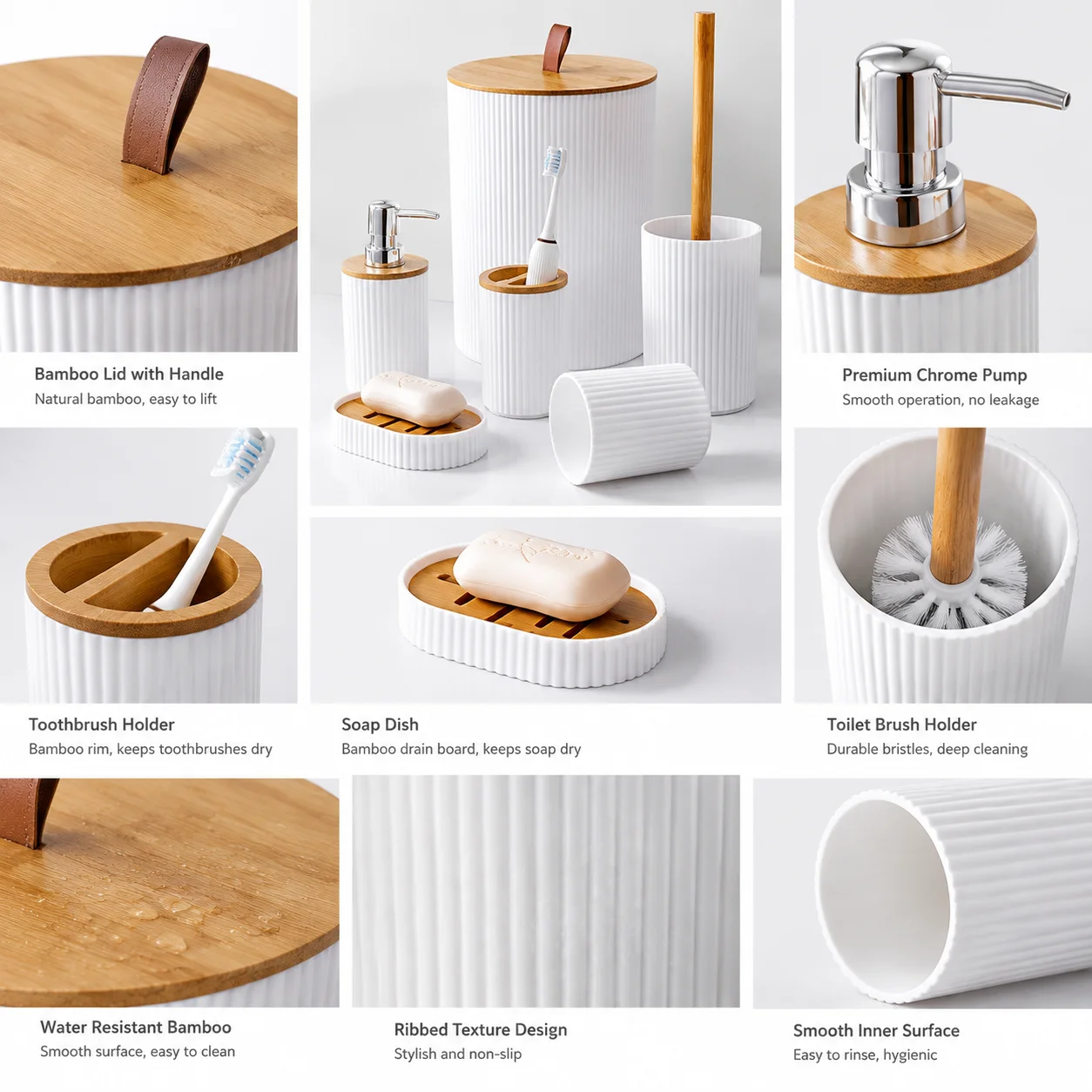 Conjunto de Banheiro de Luxo c - Dish Brush Bamboo avaliação e preço